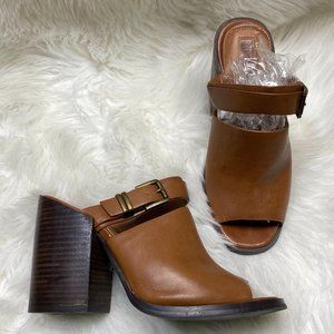 Forever21 tan block heel mule sandal 8